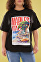 Black Crew Neck Wide Fit Printed Plus Size Knitted Tshirt Tbbss25Bf00033 - 3