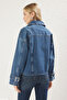 Mavi Kruvaze Kemer Tokalı Oversize Denim Blazer Ceket TWOSS25CE00018 - 5