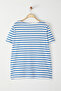 Beyaz-Mavi Çizgili Kayık Yaka Örme T-shirt TBBSS23BF00018 - 7