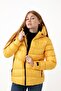 Women's Yellow Hooded Lined Waterproof Wind Resistant Fiber Filled Inflatable Coat & Jacket & Parka