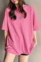 Women's Pink Oversize Silver Silvery Star Printed Trend Loose Fit Tshirt - 3