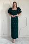 Emerald Sleeve Paneled Embroidered Detailed Dress