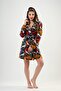 Women's Fleece Hooded Short Dressing Gown - 3