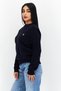 Women Crew Neck Brand Logo Sweater, Navy - 2