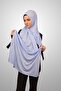 Women's Hijab Practical Combed Cotton Shawl with Sponge Front Ready Snap Baby Blue Color Scarf - 5