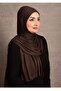 Women's Hijab Combed Cotton Shawl Special Stitched Long Seasonal Plain Chocolate Brown Color - 3