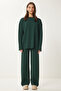 Ribbed Knitwear Sweater Pants Set Emerald Green Lpf0091 - 2