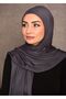 Women's Hijab Combed Cotton Shawl with Special Stitching, Long Seasonal Plain Smoked Color - 2
