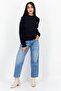 Women Crew Neck Brand Logo Sweater, Navy - 3