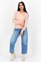 Women V-Neck Brand Logo Sweater, Pink Sand - 4