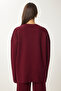 Ribbed Knitwear Sweater Trousers Set Bordo Lpf0091 - 4