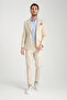 Brando Men's Beige Self Pattern Slim Fit Cotton Lycra Stretching Fabric Blazer Jacket - 8