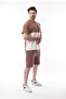 Brown Printed Color Block Cotton Adjustable Waist Shorts Set 5952 - 3