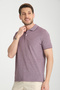 Boggee Pedso Men's Plum Italian Collar Non-Shrink Lycra 100% Cotton Fabric Slim Fit Polo Collar T-Shirt - 2