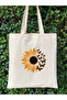 Daisy and Butterfly Design Raw Cloth Tote Bag, Pinterest Bag, Book Bag