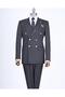 Italian Style Double-Breasted Jacket Pants Suit Black T13342 - 4