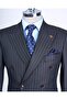 Italian Style Slim Fit Striped Double-Breasted Jacket Trousers Suit Anthracite T13197 - 2