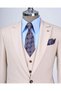 Italian Style Slim Fit 8 Drop Jacket Vest Pants Suit Beige T12633 - 2