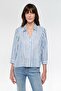 Indigo Striped Button Detail Blouse - 3