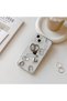 iPhone 14 (6.1 Inch) Compatible Shiny Epoxy Lux Transparent Case with Silvery Embossed Figure