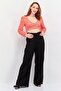 Women V Neck Long Sleeve Floral Print Blouse, Orange - 4