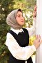 المنك خط أسود نمط هندسي Tivil وشاح حريري - 2