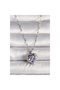 316L Silver Color Zircon Stone Purple Heart Model Women's Necklace