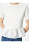 Short Sleeve Ruffle T-Shirt - Crew Neck Cotton - 5