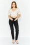 Women Queen Anne Neckline Puff Sleeve Polka Dots Top, White - 2