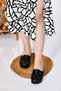 Black Women's Skin Suede Closed Daily Sabo Heeled Slippers with Stones and Buckles - 3