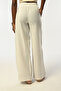 Women's Elastic Waisted Bowl Leg Front Embroidered Pants - 2