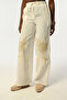 Women's Elastic Waisted Bowl Leg Front Embroidered Pants - 3