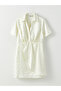 Ozmarka New Season Shirt Collar Patterned Short Sleeve Satin Dress - 6