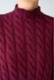 Women's Burgundy Half Fisherman Hair Braided Knitwear Sweater - 4