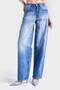 Women's Blue Denim Color 10S5-4 Belt Buckle Barrel Fit 100% Cotton Denim Jean - 5