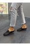 Black Leather Laser Women's Casual Slippers