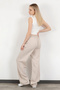 Women's Elastic Waist Lace-Up Wide Leg Trousers Stone - 4707 - 3