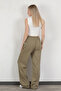 Women's Elastic Waist Lace-Up Wide Leg Trousers Khaki - 4707 - 3
