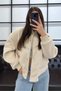 Pinterest Equivalent Oversized Snap Closure Pocket Detail Loose Fit Wool Cashmere Look Thick Coat Jacket - 4