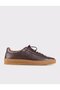 Genuine Leather Brown Lace-Up Men's Sports Sneakers