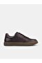 Rubber Sole Genuine Leather Brown Lace-Up Men's Sports Shoes