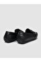 Rubber Sole Genuine Leather Black Men's Loafer Shoes - 3