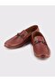 Genuine Leather Tan Men's Loafer Shoes with Buckle Accessories - 4