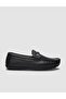 Rubber Sole Genuine Leather Black Men's Loafer Shoes