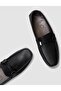 Rubber Sole Genuine Leather Black Men's Loafer Shoes - 4