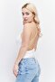 Women Plain Sleeveless Back Detail Cross Bodysuit, White - 2