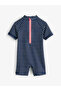 Sun-Proof Upf50 One-Piece Navy Color Cherry Print Zip-Up Swimsuit Alye77667 - 6
