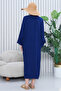 Women's Navy Blue Sequined Plus Size Buttoned Viscose Shirt Dress A2038 - 3