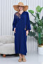 Women's Navy Blue Sequined Plus Size Buttoned Viscose Shirt Dress A2038 - 5