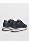 Genuine Leather Navy Blue Lace-Up Men's Sports Shoes - 3